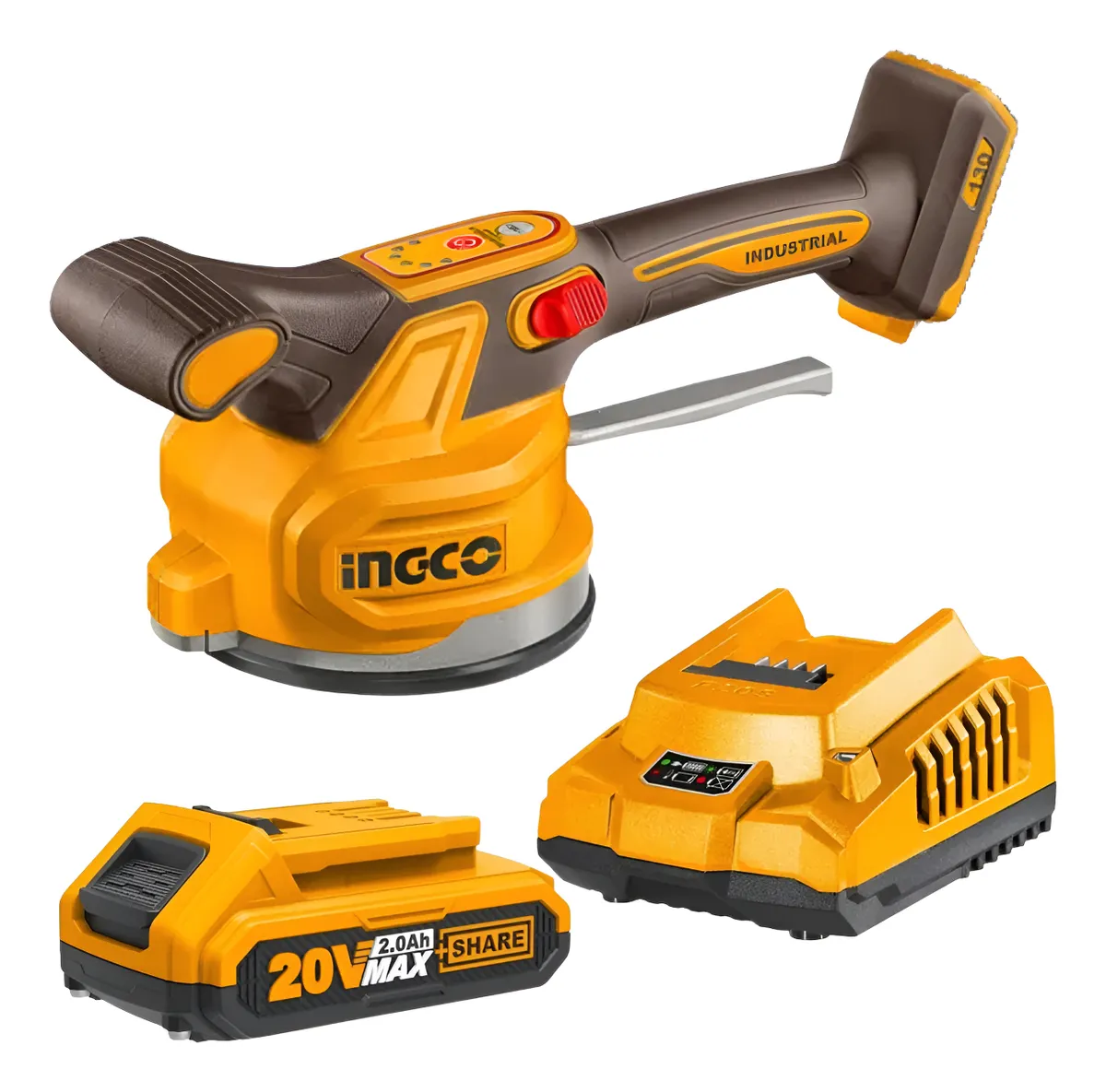 Ventosa vibradora+bateria 2.0 A.h+cargador Ingco