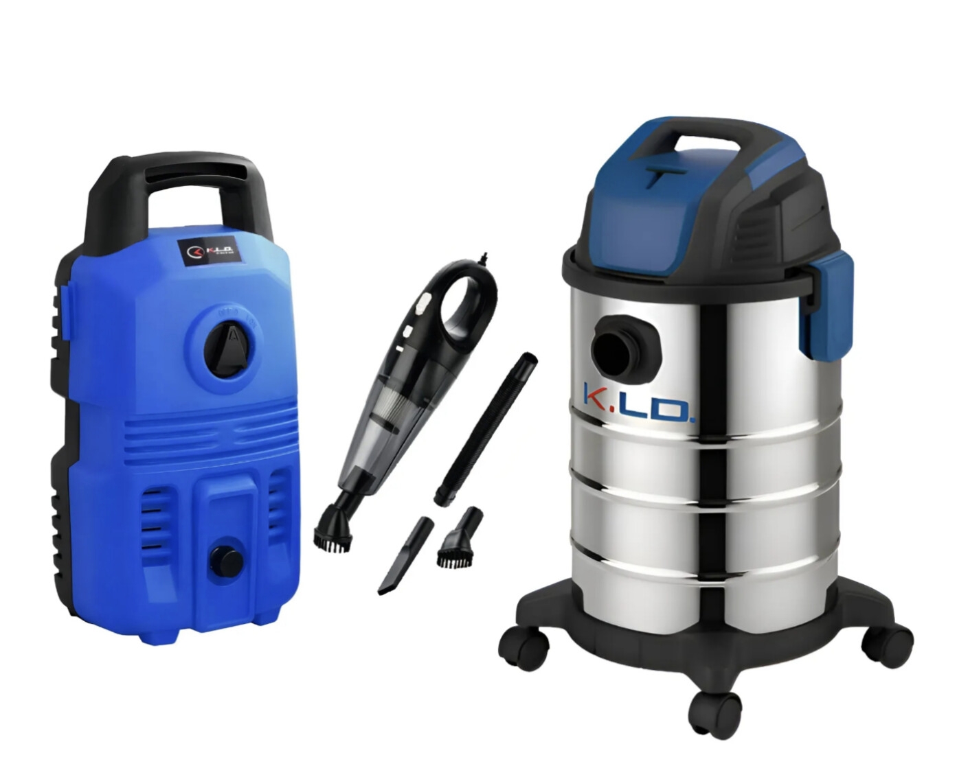 Combo hidrolavadora 1300w + aspiradora de mano + aspiradora de tacho 20lts kld