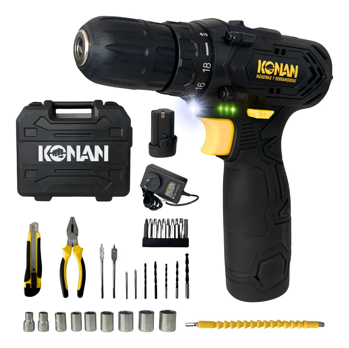 set taladro a bateria konan