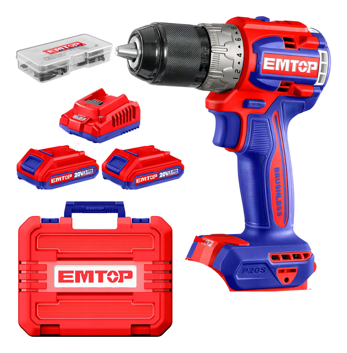 taladro a bateria con percutor 55 N.m emtop