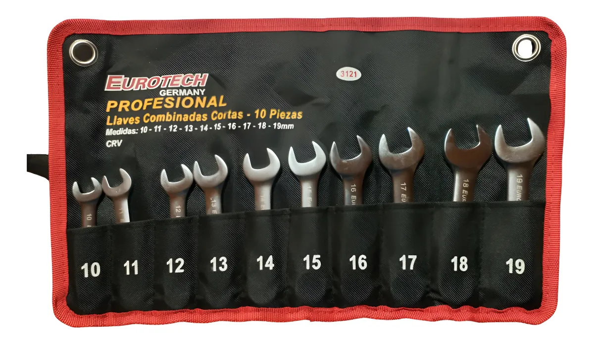 Juego Llaves Combinadas Cortas 10 Piezas Eurotech