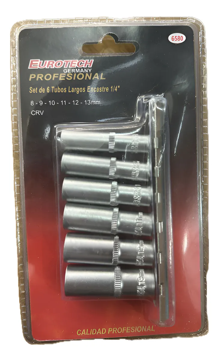 Juego Tubos Largos Encastre 1/4 8-13mm Eurotech